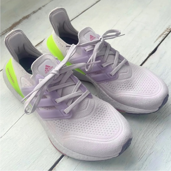 adidas Shoes - ADIDAS UltraBoost 21 Women Running Shoe Ice Purple Lime Green Athletic Primeblue